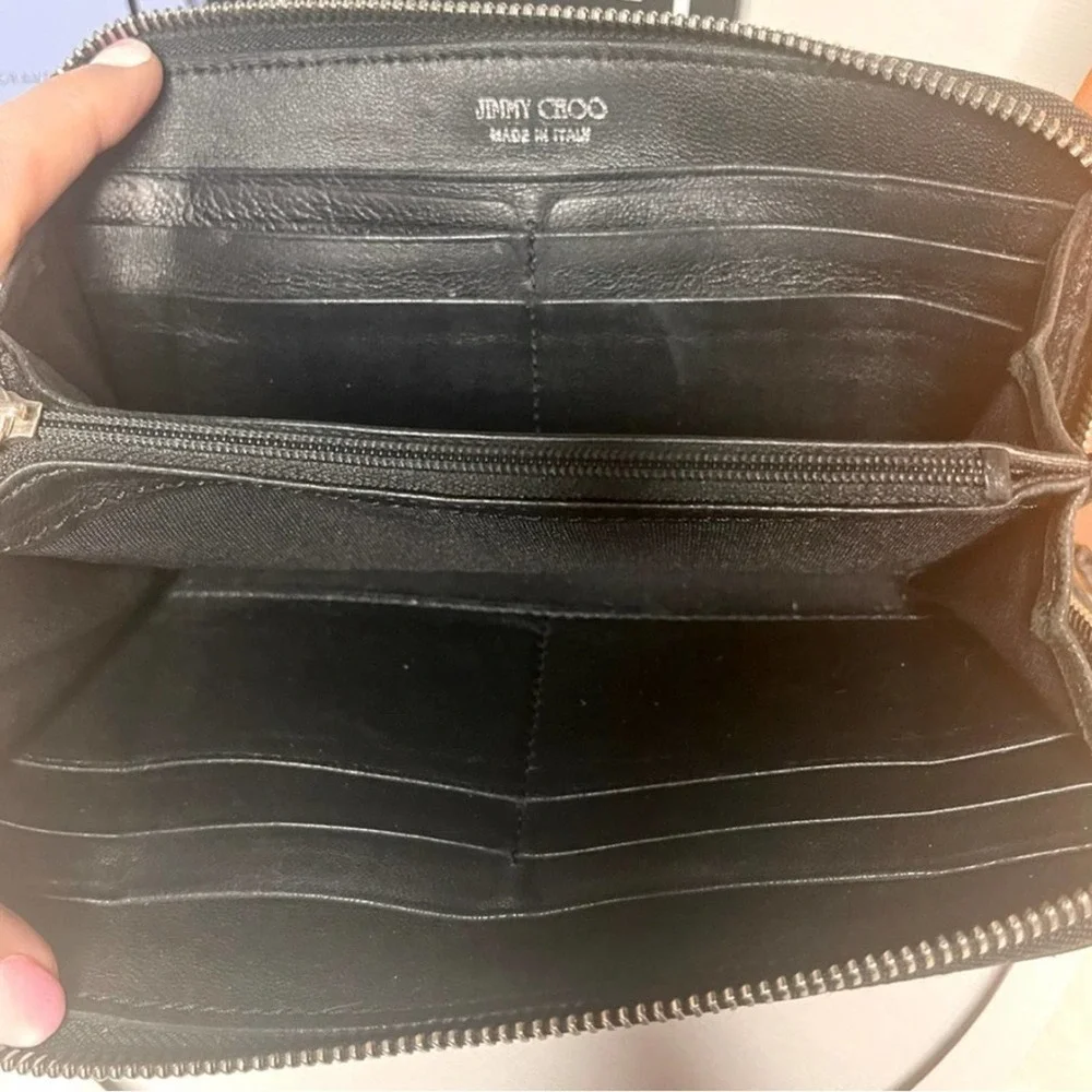 Black Jimmy Choo Filipa Leather Zip Around Wallet